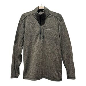 Eddie Bauer Men’s XL Knit Fleece Half Zip Pullover Gray Outdoor Hiking
